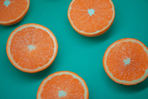 Oranges blue background